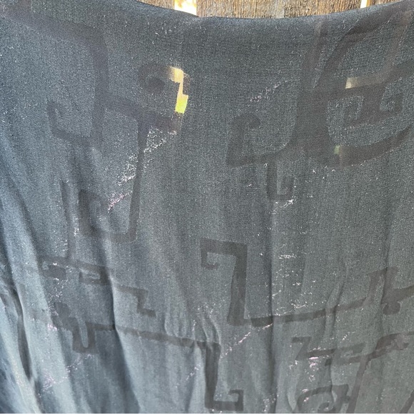 Velvet Burnout Purple & Green Abstract Geometric Print Scarf Shawl Wrap - Picture 14 of 16